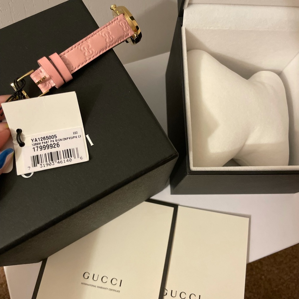 GUCCI pink leather watch - Picture 3 of 5